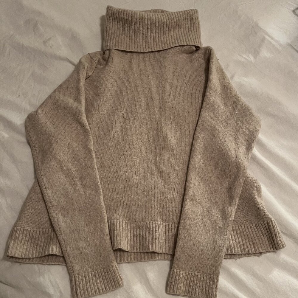 J.Crew XL beige cozy knit turtleneck sweater soft merino wool cream/beige